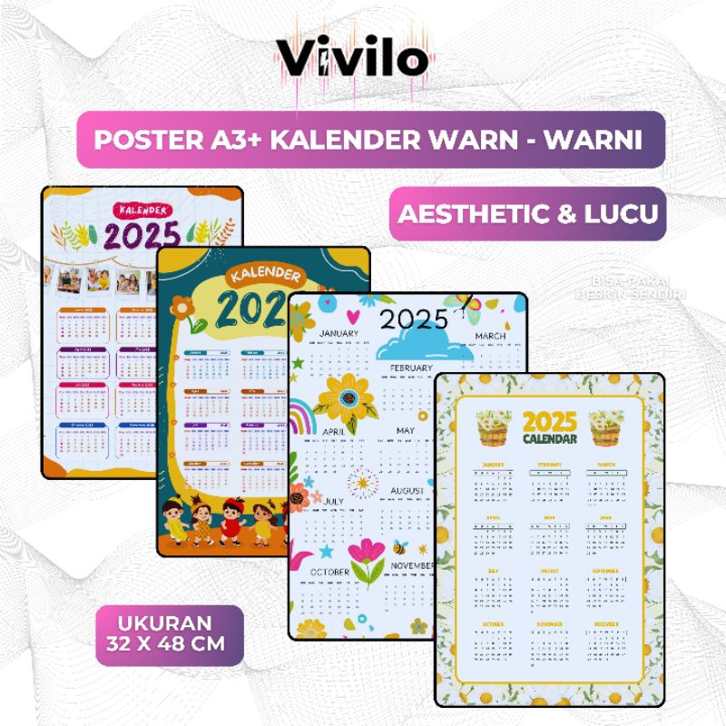 

Poster A3+ Kalender 2025 Warni - Warna Aesthetic & Lucu