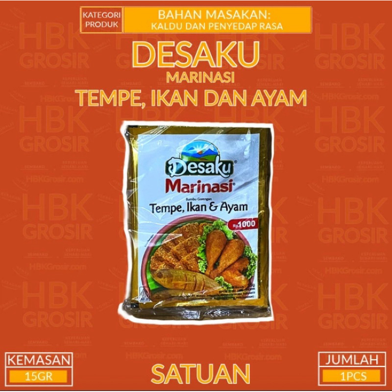 

Desaku Marinasi Tempe, Ikan dan Ayam 15GR [HBK GROSIR - Hemat Beragam Komplit]