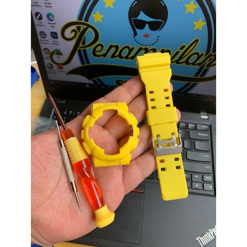 Kuning bezel set jam tangan bazel jam tangan set g shock GA100 GA-110
