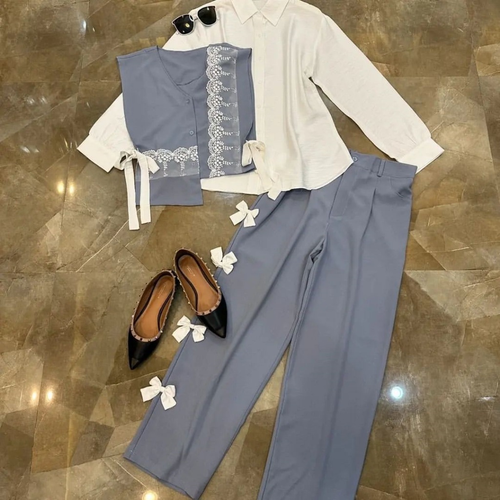 VIRAL || Setelan Wanita Kekinian Lanaya One Set Rok Shakila Premium Mix Crinkle / Baju Muslim Dewasa