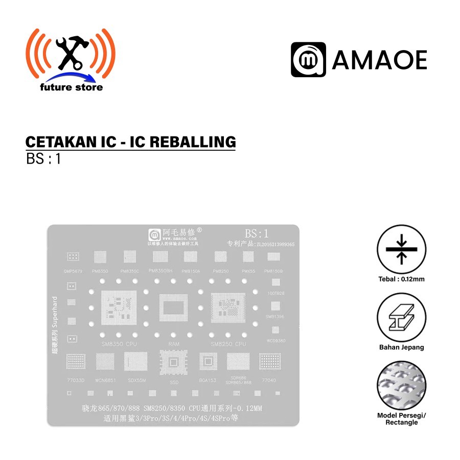 Amaoe BS 1 Cetakan IC BGA Reballing Stencil For Xiaomi Black Shark 3/3S/4/4S Pro SM8350 SM8250 CPU T