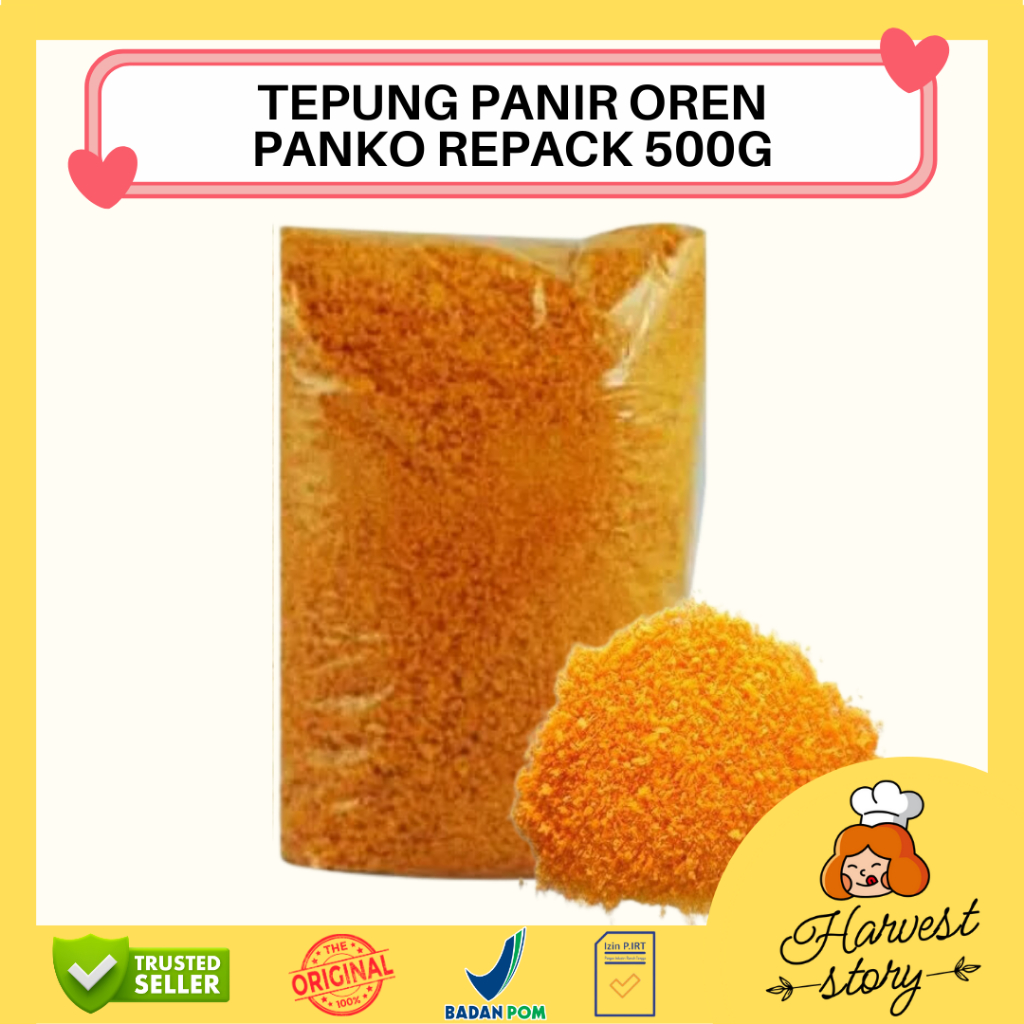

TEPUNG PANIR PANKO PANKO REPACK OREN 500G / TEPUNG PANIR OREN 500G