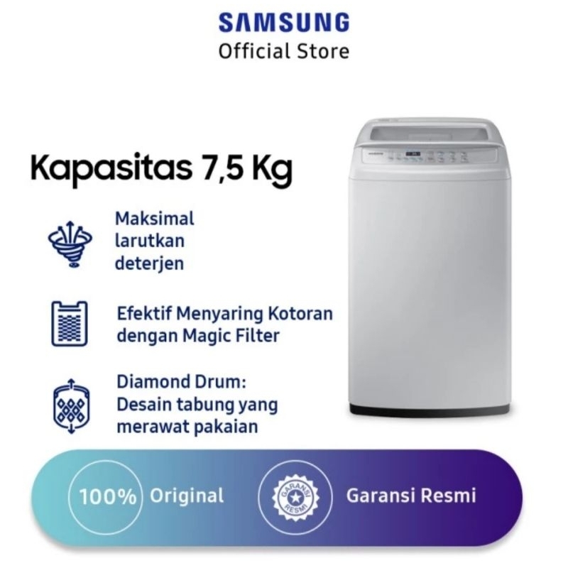 Mesin cuci Samsung 1 tabung 7,5 kg top load WA75H4200SG