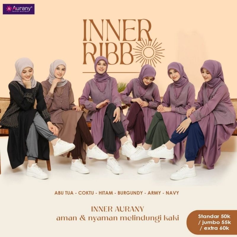 Aurany Inner Dewasa Ribb Celana Panjang Daleman Gamis Celana Dalaman Gamis Bahan Katun Tebal Adem
