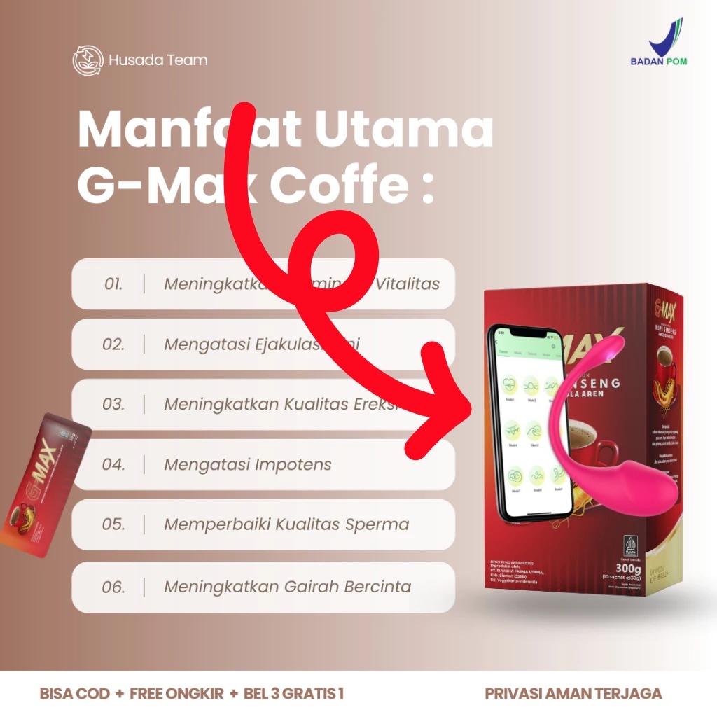 

KOPI G-MAX Minuman Penambah Stamina Pria Kuat Tahan Lama Bikin Istri Bahagia Original Halal BPOM
