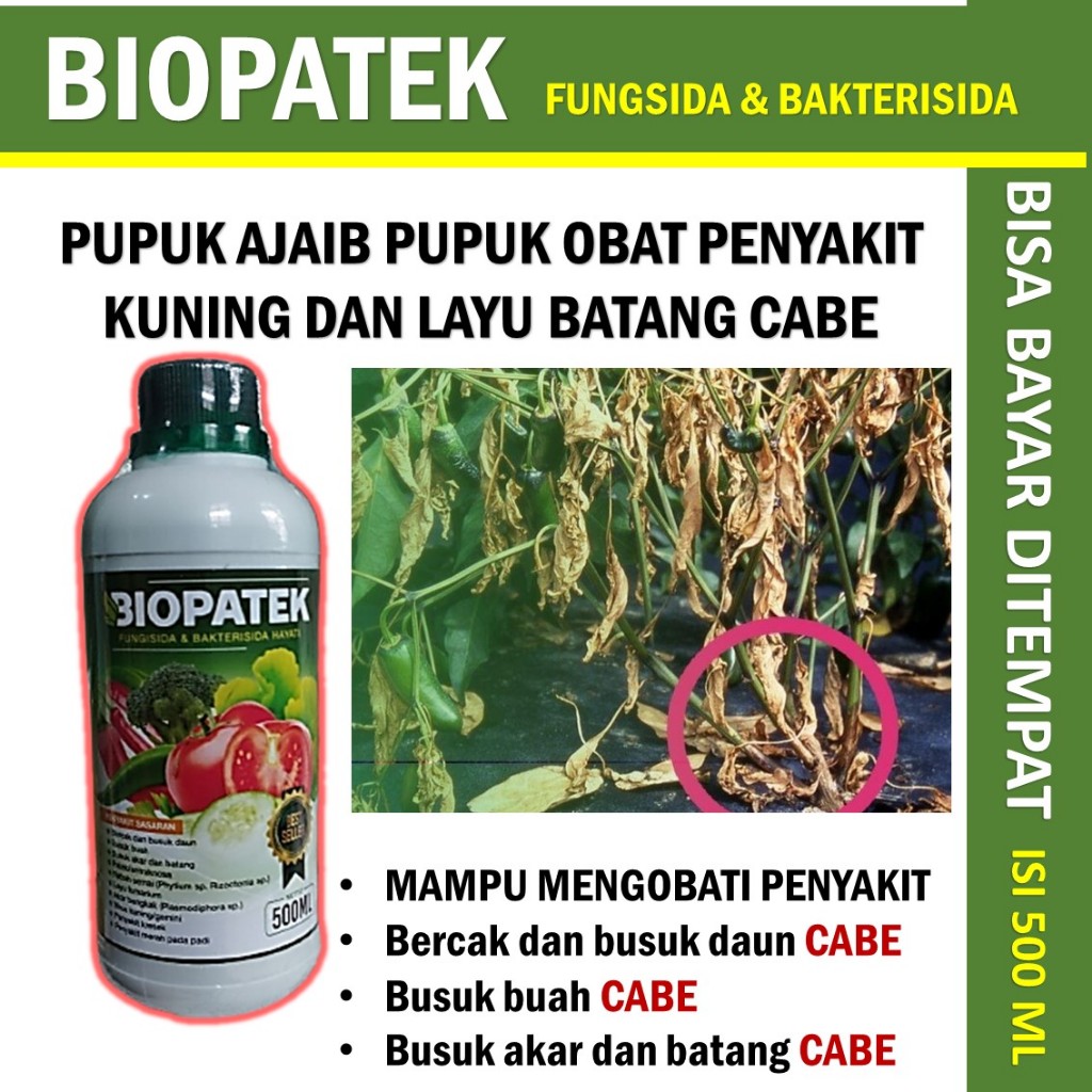 PROMO BIOPATEK Fungisida Hama Virus Kuning/Gemini cabe rawit/cabe,Pupuk Organik Hama Virus Kuning/Ge