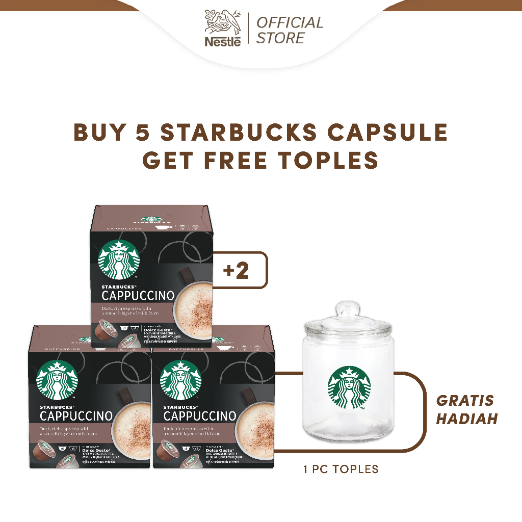 

STARBUCKS® Cappuccino by NESCAFE DOLCE GUSTO (120g x 12pcs) 5 Box + Get Toples Starbucks At Home