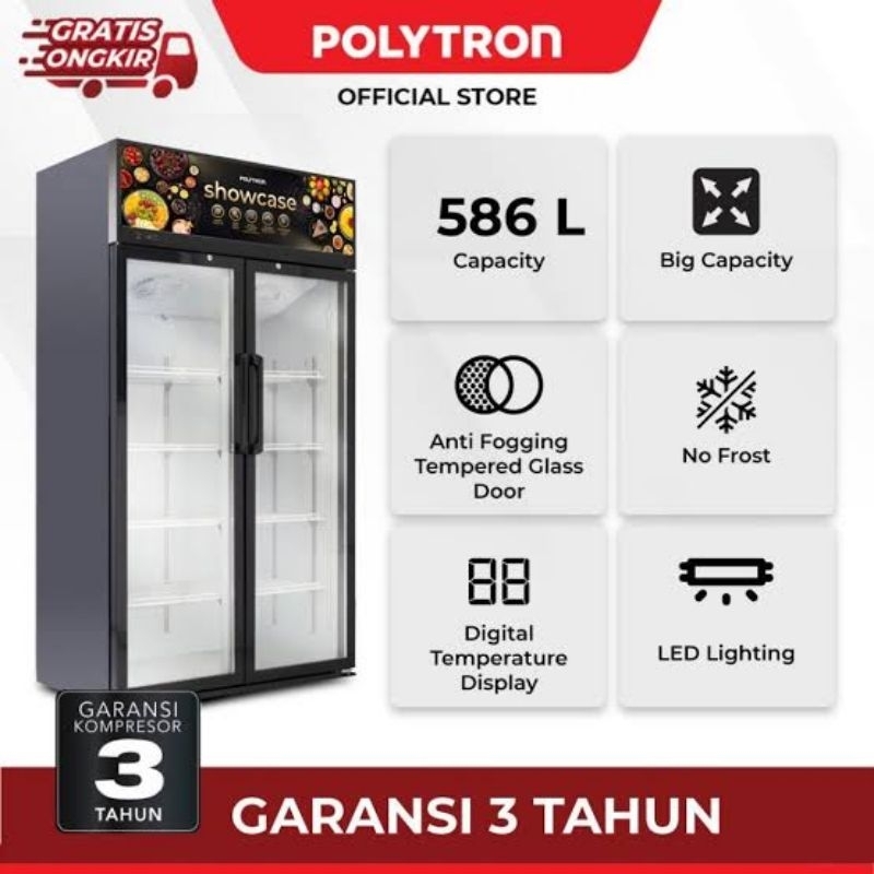 POLYTRON Showcase 2 Pintu SCN 610 Display Cooler Kulkas Minuman
