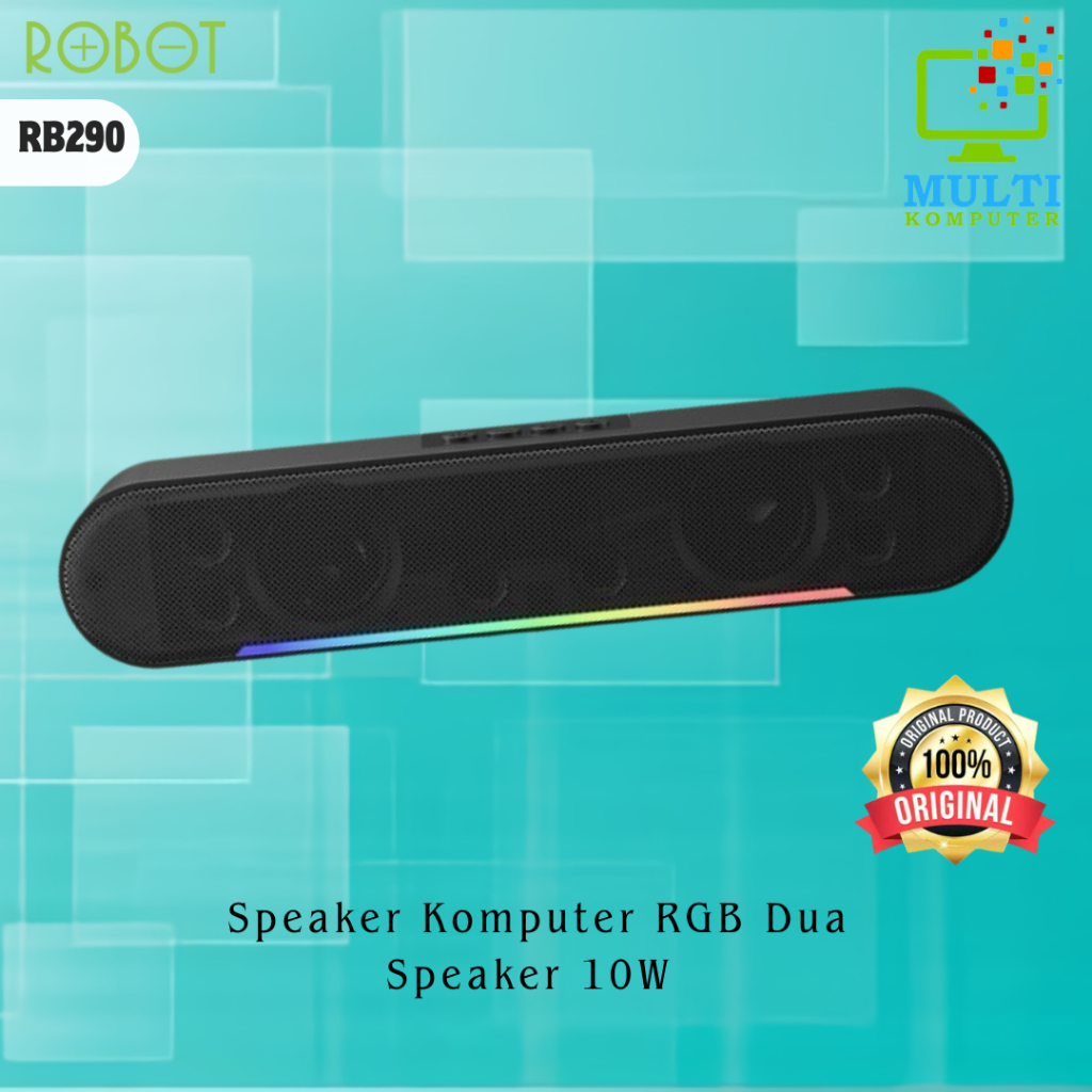 Speaker bluetooth ROBOT Bluetooth Speaker RB290 Speaker Komputer RGB Dua Speaker 10W