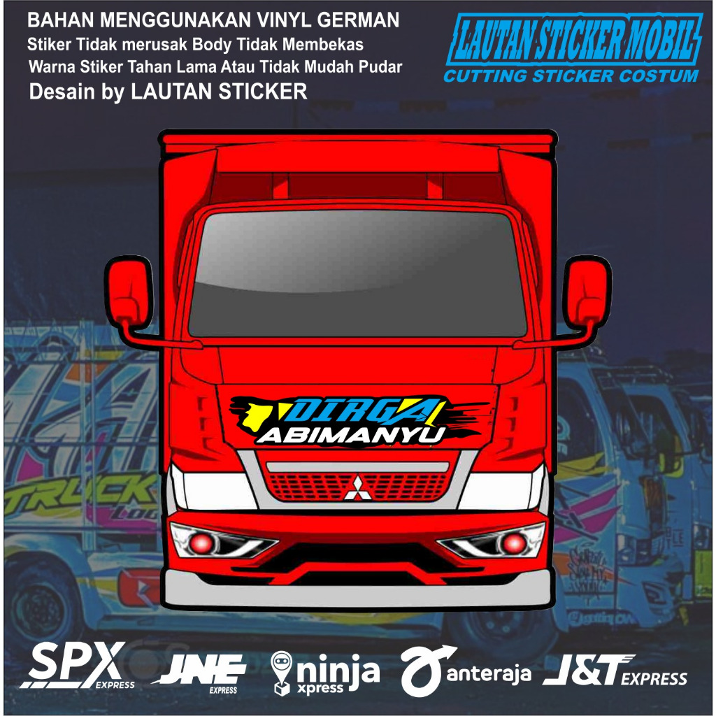 cutting sticker kabin depan truk canter giga elf hino dyna ragasa sticker cap truk dirga abimanyu