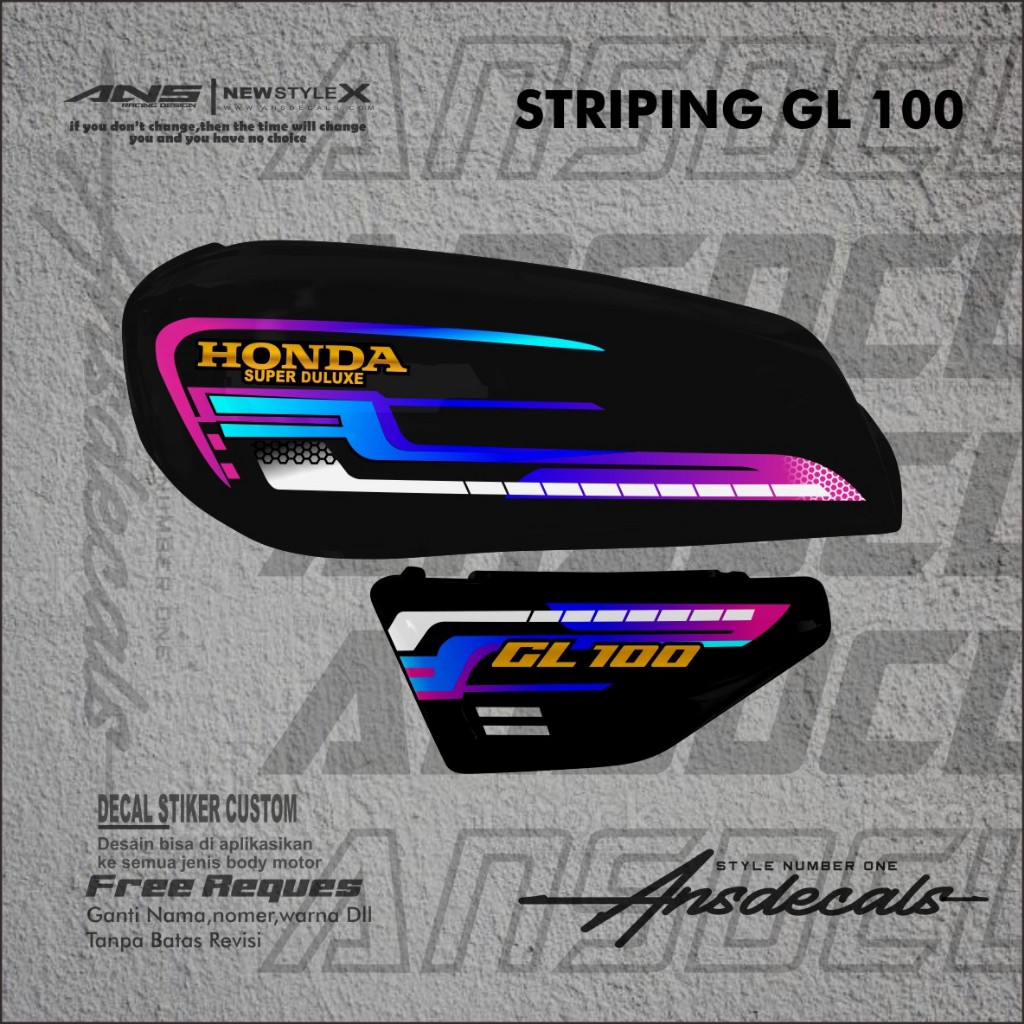 STRIPING STIKER LIS VARIASI HONDA GL 100 GL STRIPING VARIASI HONDA GL 100