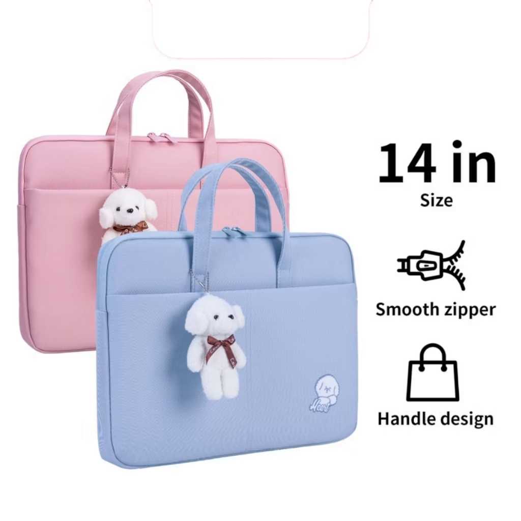 DELI - 63756 Tas Laptop 14inch Pink/Biru, Lapis Dalam Busa / Koper Terylene