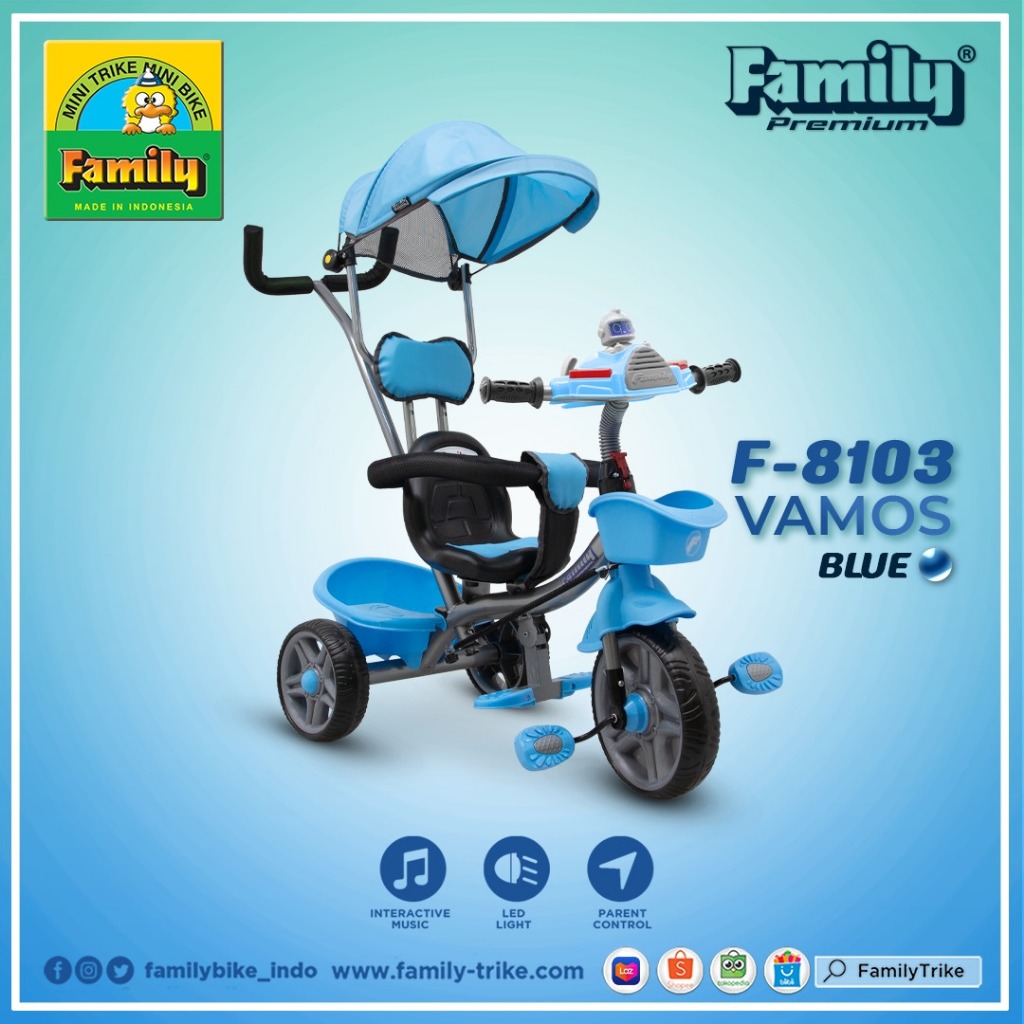 Sepeda Anak Roda 3 Family Tricycle F-8103 VAMOS ORIGINAL
