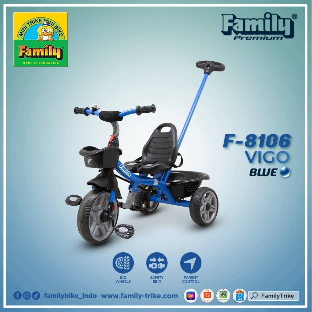 Sepeda Anak Roda 3 Family Tricycle F-8106 VIGO ORIGINAL