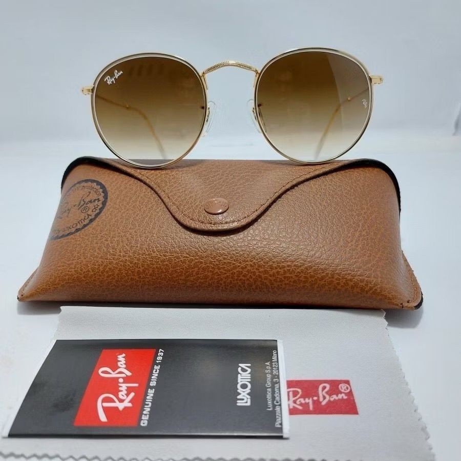 Kacamata Rayban Round 3447 Gold Gradiant Original