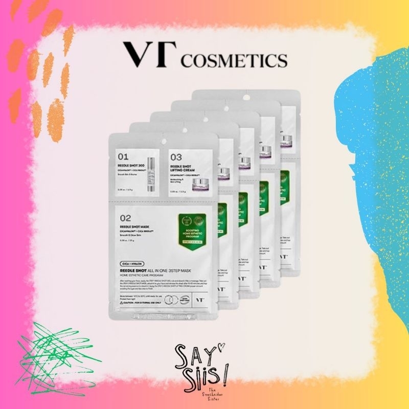 READY STOCK - VT COSMETICS All In One 3 Step Mask 300 Reedle Shot (1 reedle shot serum 300 + 1 sheet