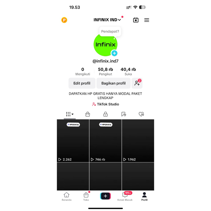 akun tiktok 50k foll organic hasil fyp