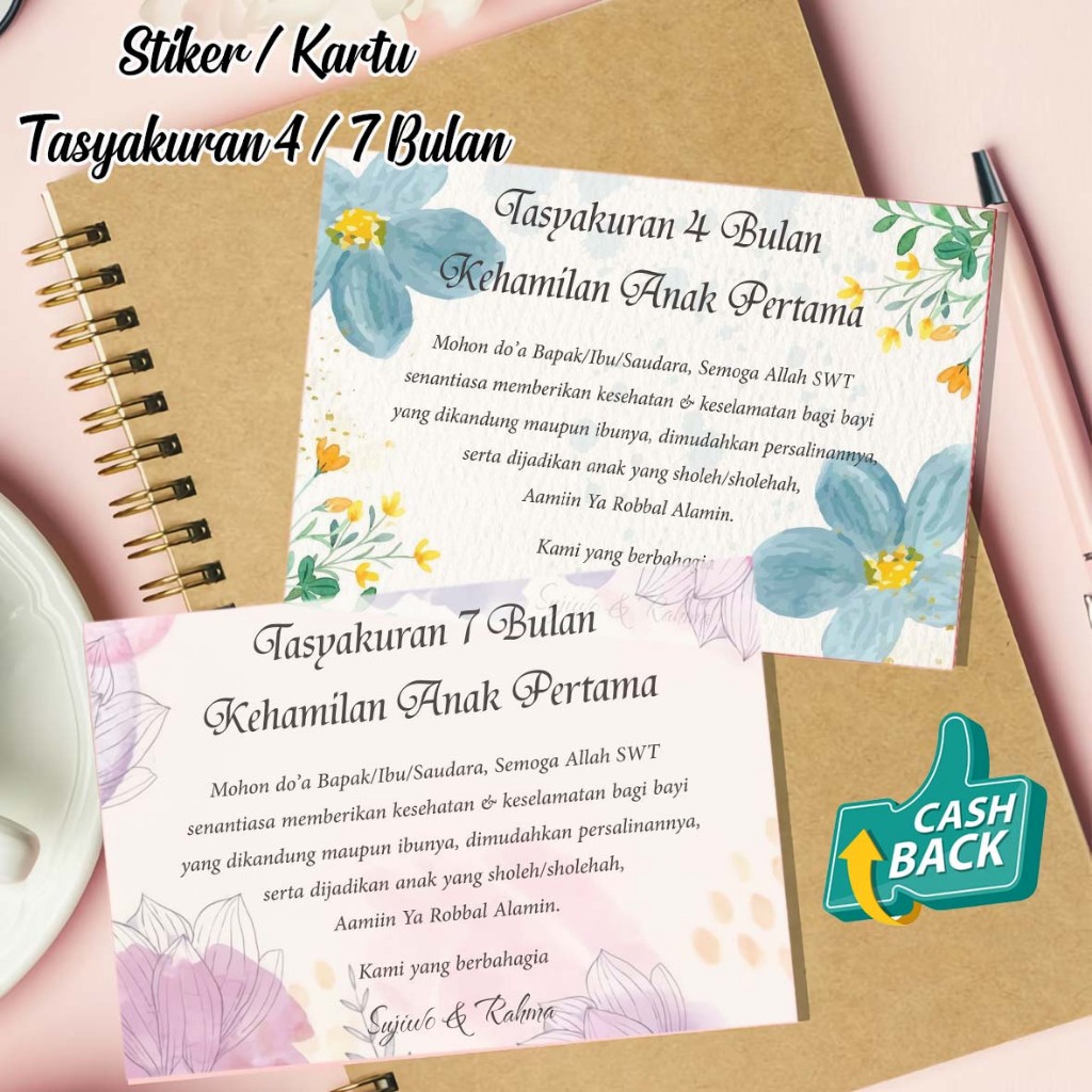 

Cetak Stiker /Kartu Tasyakuran 4 Bulanan, Tasyakuran 7 Bulanan Kehamilan
