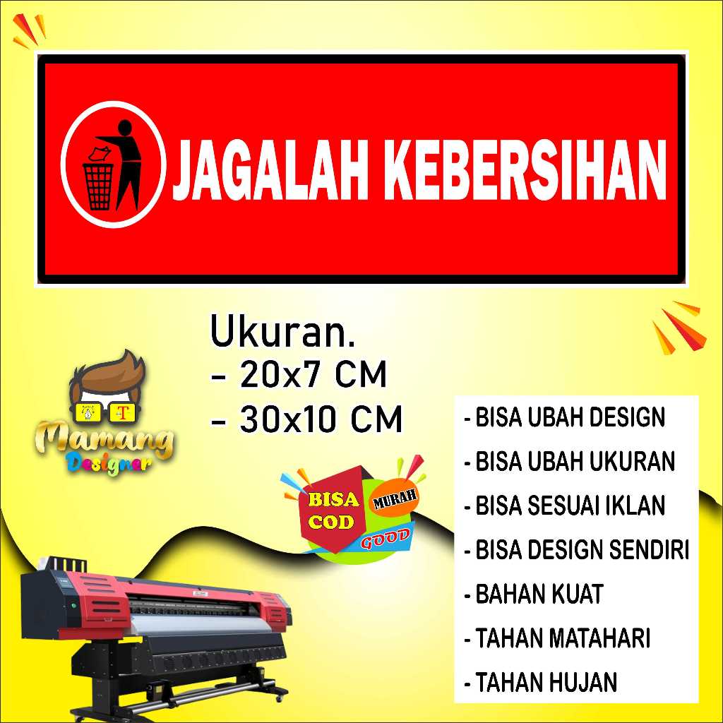 

Stiker Tempelan Untuk di Tembok Jagalah Kebersihan Merah