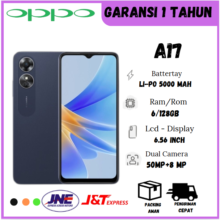 OPPO A17 RAM 6/128 GB FULLSETTERMURAH BERGARANSI 12 BULAN