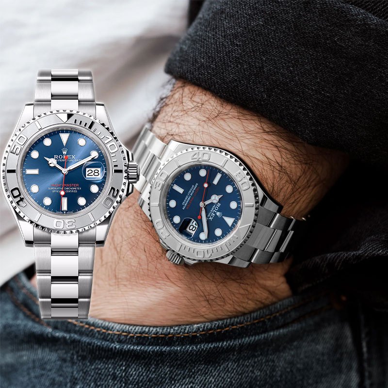 【100% ASLI】Original Jam tangan Rolex Pria Yacht-Master seri m126622-0002 diameter 42 mm Blue dial ba