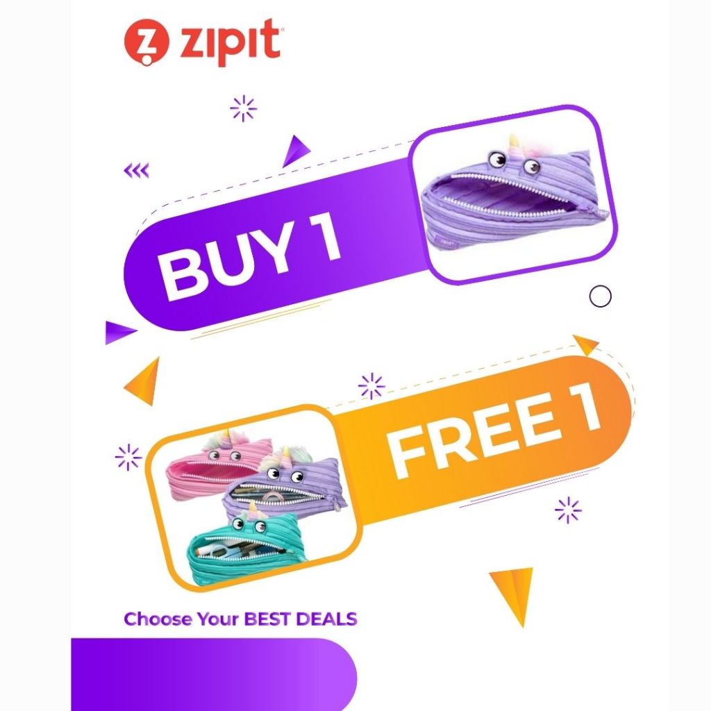 

TWIN PACK (BUY 1 GET 1 FREE) Zipit Unicorn Pouch - Light Purple