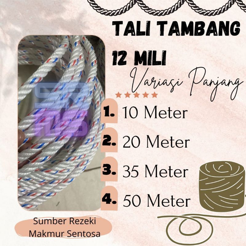 TALI TAMBANG 12MM TALI TAMBANG PLASTIK 12 MM TALI TAMBANG 12MM TALI TAMBANG 12MM 100 METER