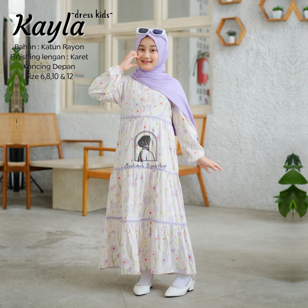 Gamis Anak Motif Kayla Dress Termurah - Bahan Katun Rayon Premium - Best Seller Bisa COD