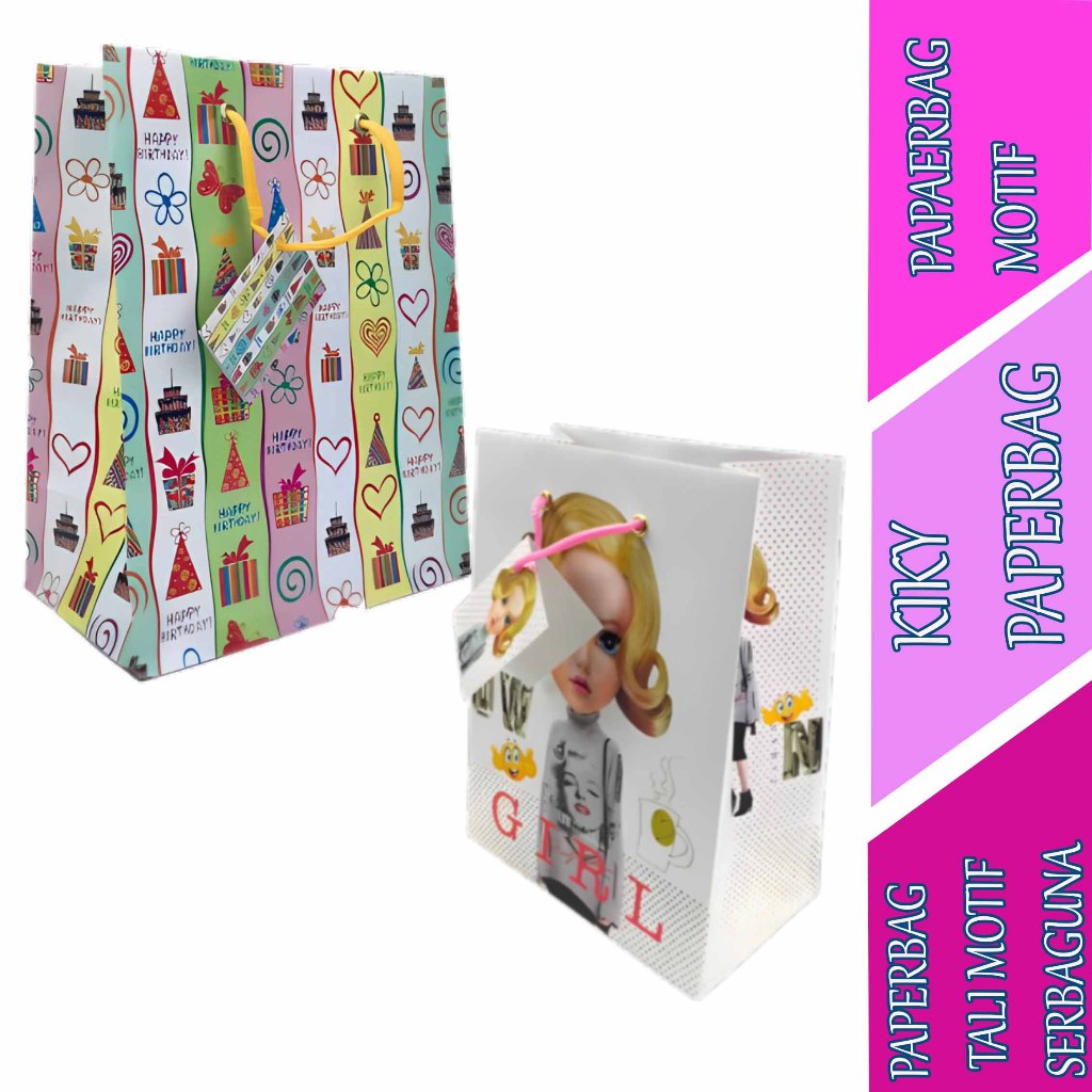 

Paper Bag Tali Serbaguna - Kiky - Paper Bag B Motif - Uk.230x180x100mm