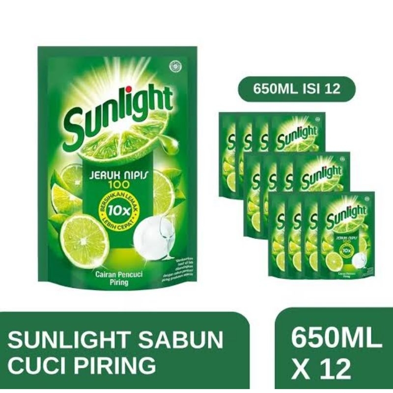 Sunlight 1 Karton (650ml 12pcs) Lime Pencuci Piring