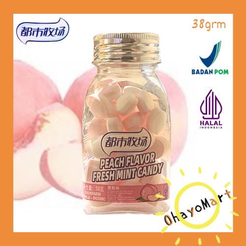 

Permen Xinle Peach / permen mint rasa peach / healthy candy 38g