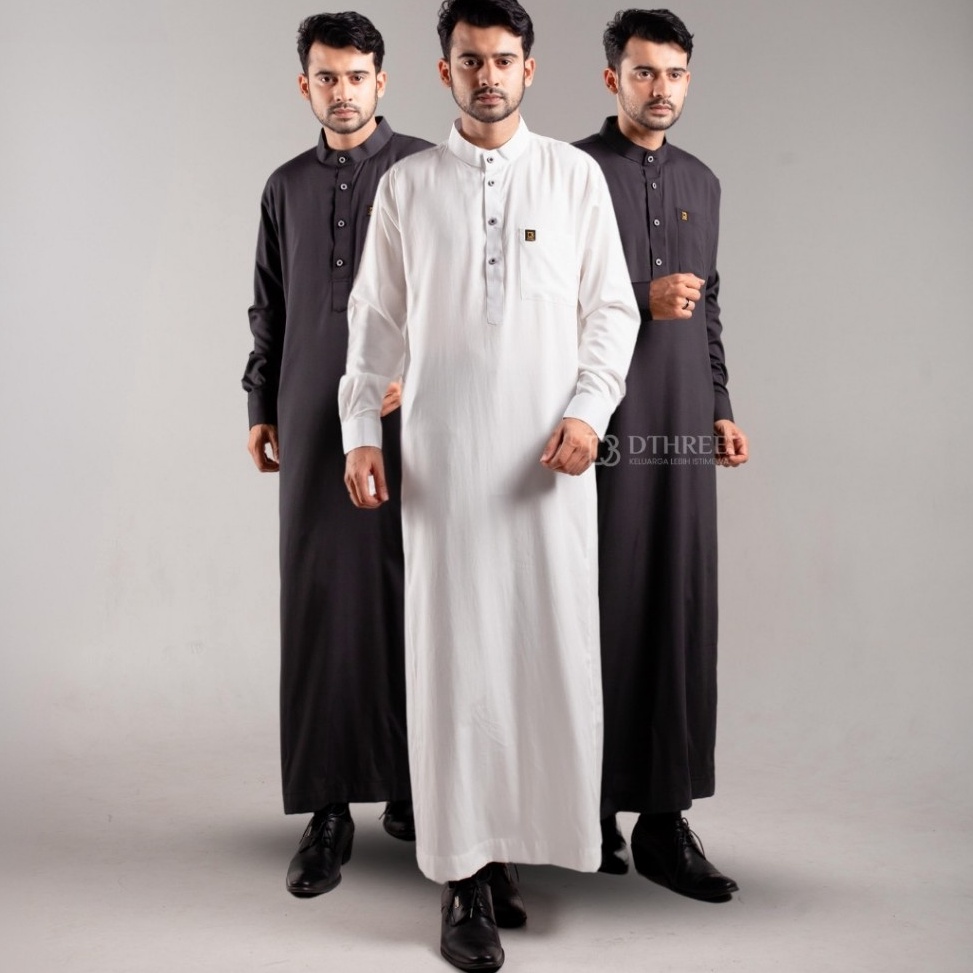 KODE D17O Dthree  Rumi Jubah  Putih  Thobe Slim fit Dewasa Lengan Panjang  Jubah Pria Dewasa  Jubah 