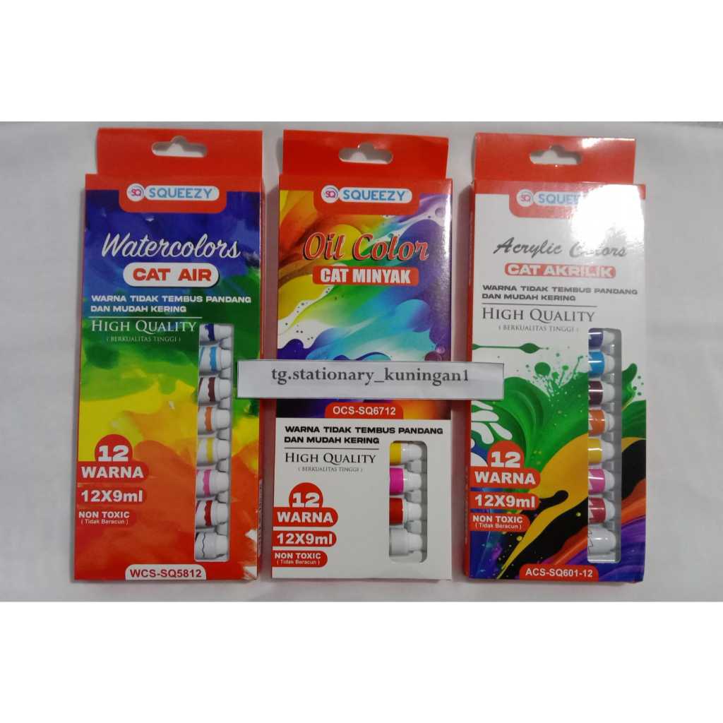 

Cat Minyak / Cat Acrylic Squeezy 1 Set 12 Warna SQ6712 / SQ601