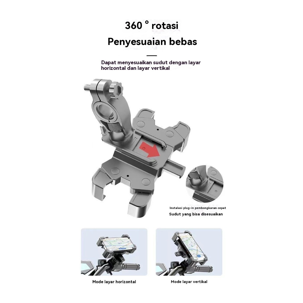 CUCI GUDANG [BISA COD] Rotasi 360Holder hp untuk motor Holder hp motor Alat buat naro hp di motor