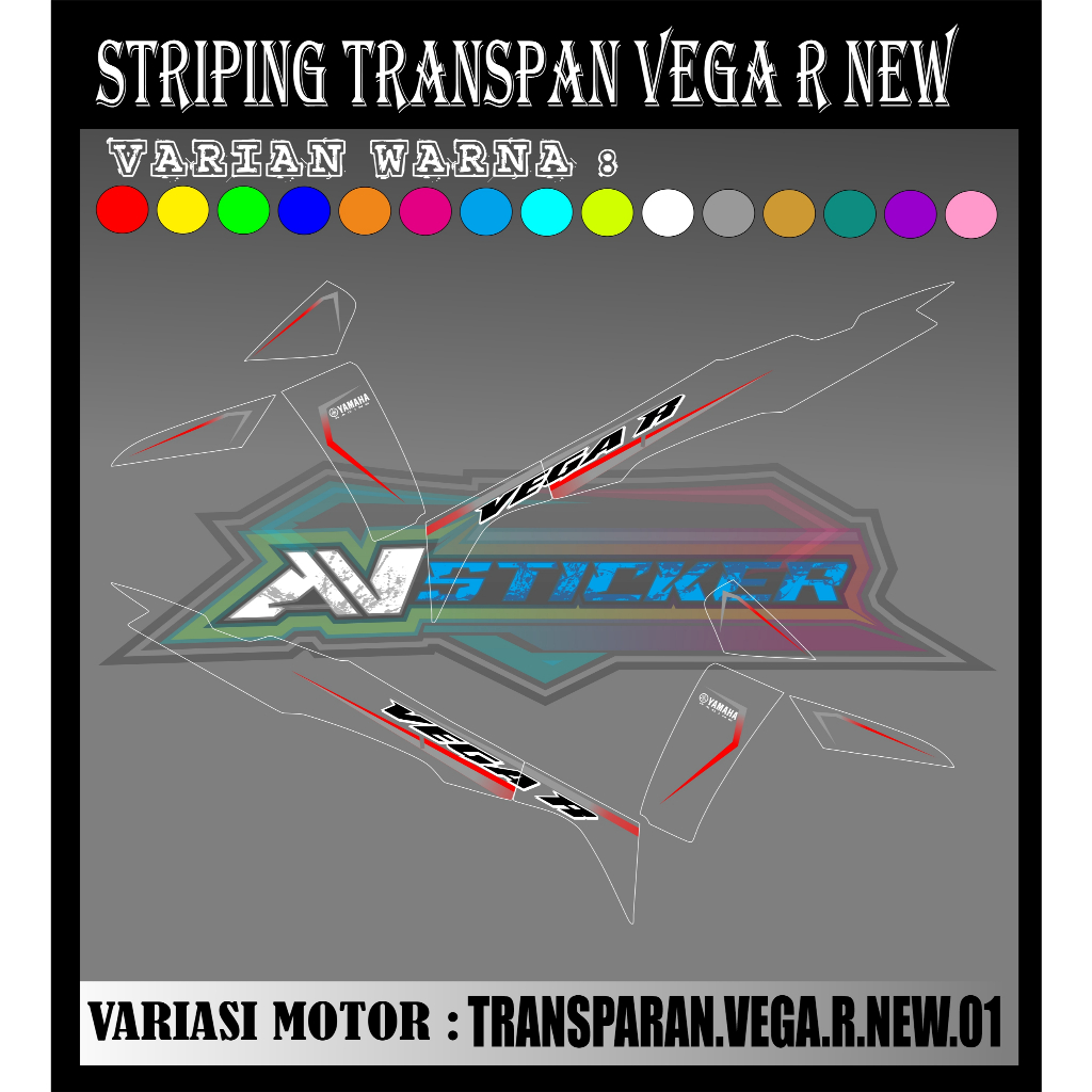 Striping TRANSPARAN UV YAMAHA VEGA R NEW Variasi Stiker Sticker list body motor YAMAHA VEGA R NEW  C