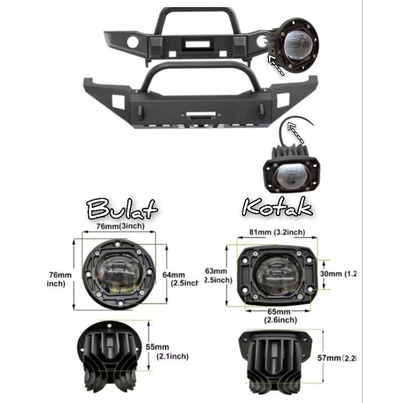 FOGLAMP AVANZA FELOZ EXPANDER atau seukuran, FORTUNER 2014 PAJERO modif bumper OFFROAD KLX CRF WR175