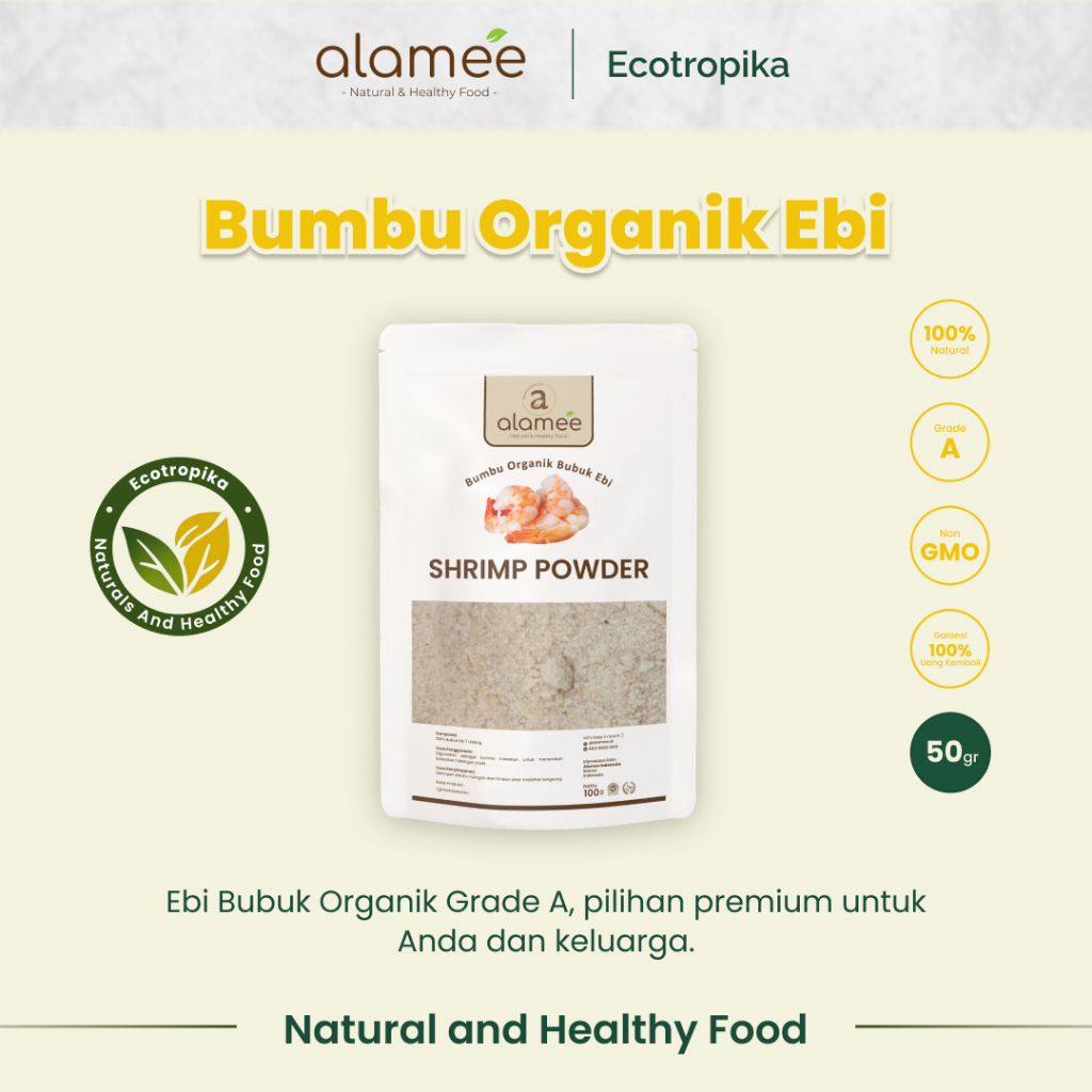 

Ebi Bubuk Kering Halus Udang Bumbu Dapur Organik Shrimp Powder Giling Praktis Premium 50 Gram