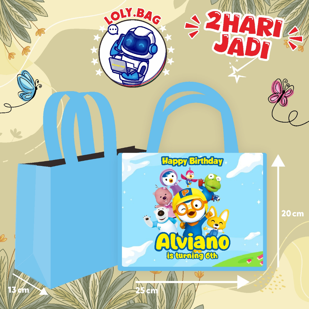 

Tas Ultah / Tas Ulang Tahun Murah/Goodie bag murah/souvenir ultah/Tas tema Pororo