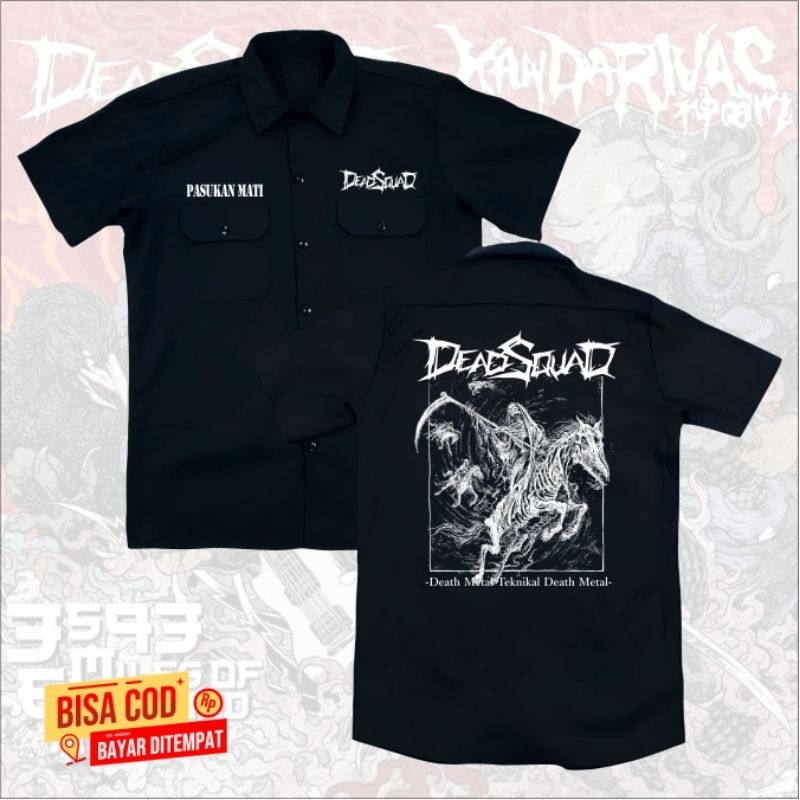 kemeja pendek metal band DEADSQUAD terbaru original distro | kemeja WORKSHIRT band metal DEADSQUAD d