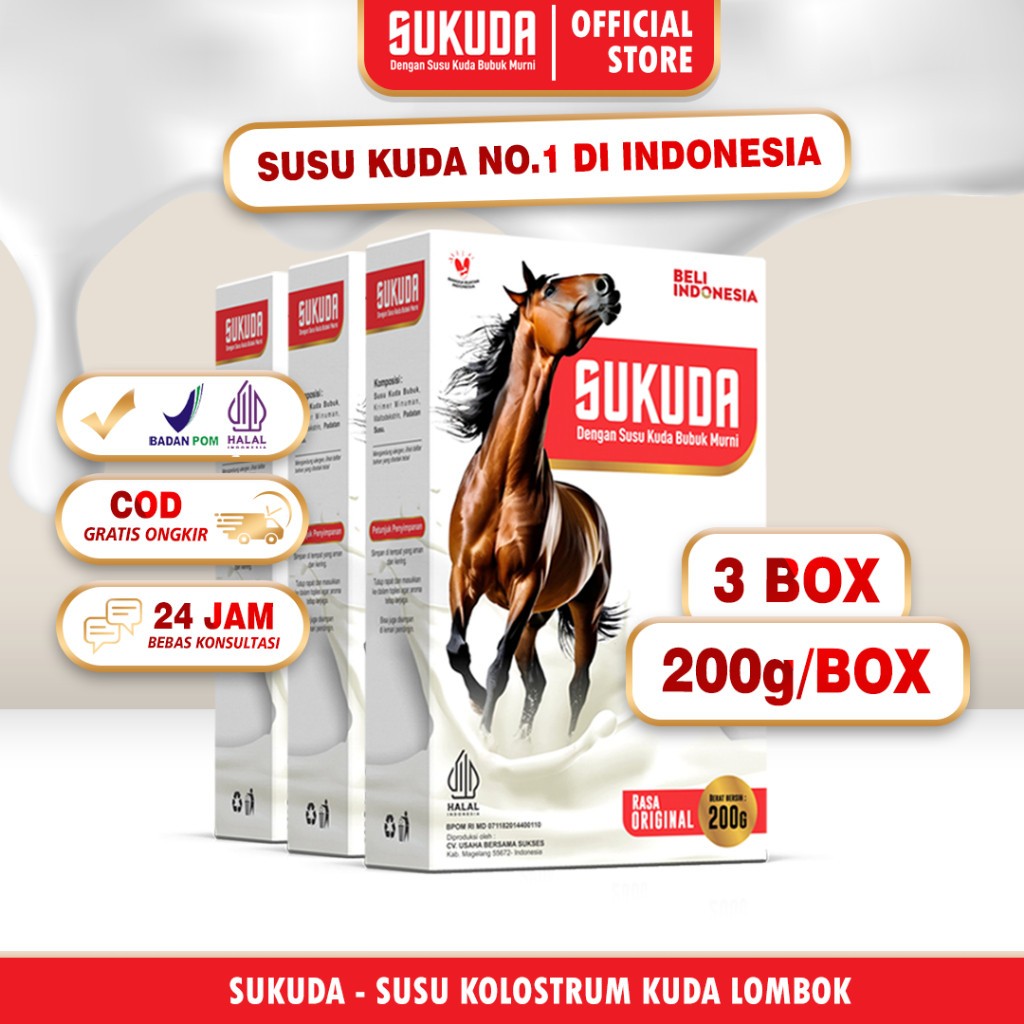 

Sukuda Susu Kuda Liar Lombok 100% Original Asli Paket 3 Box