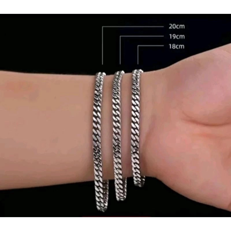 GELANG RANTAI RAPAT TITANIUM ASLI PRIA WANITA