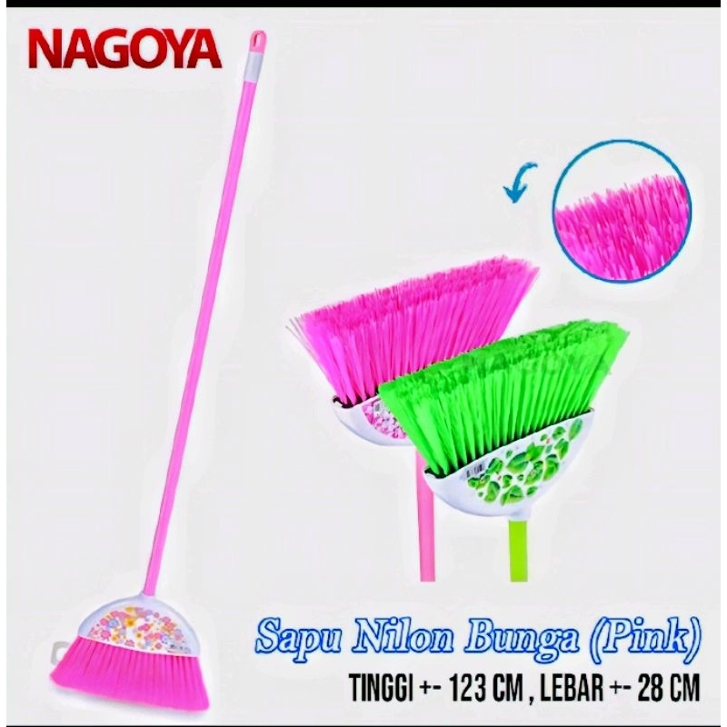 Sapu Lantai Nagoya 810,Sapu Nilon Bunga,Sapu Plastik Warna Pink Hijau