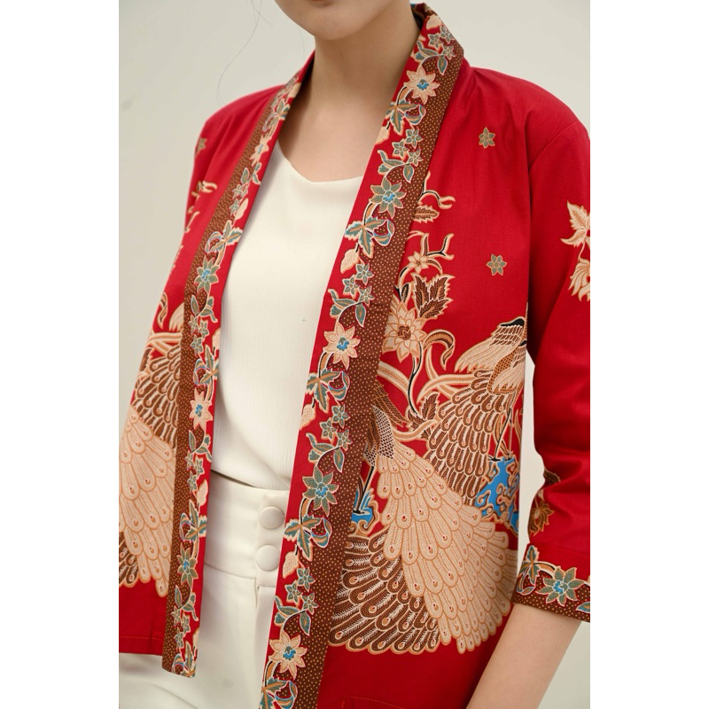 Bergaransi Outer Batik Wanita / Blazer Batik Modern / Baju Batik Cewek Murah / Atasan Batik Seragam