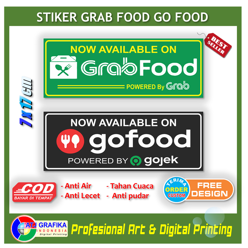 

Stiker grab food panjang go food makanan online sticker warung restoran gerobak aplikasi