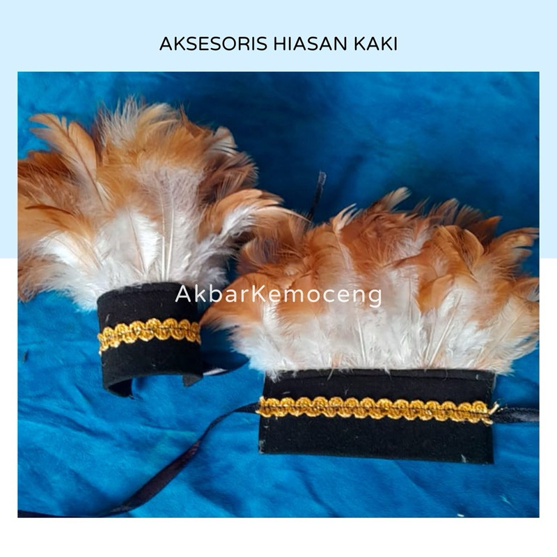 Gelang kaki hiasan adat papua dayak murah. aksesoris hiasan tangan kaki kepala dari bulu ayam halus