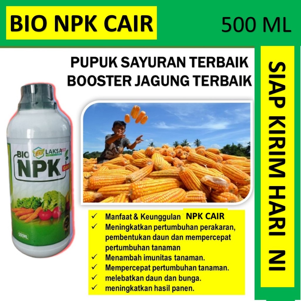 Pupuk Organik Cair Penyubur Tanaman Jagung BIO NPK LASA 500 ML Pupuk Organik Jagung Buah Lebat Pupuk