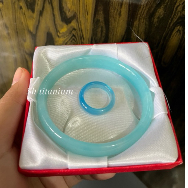 SET GELANG CINCIN BATU GIOK Gelang Giok Natural Alami Gelang Kesehatan Batu Giok Natural Emerald Gel