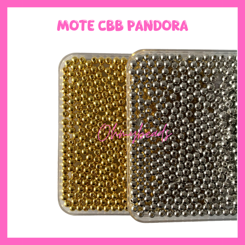 15 gram Mote cbb Pandora / Mote jepang bulat / Manik bulat silver emas 3mm 4mm 5mm