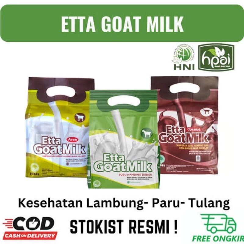 

ETTA GOAT MILK ORIGINAL | SUSU KAMBING ETAWA | SUSU KAMBING HNI HPAI | SUSU KAMBING ETTAWA BUBUK & GULA 10 SACHETS x 25gr