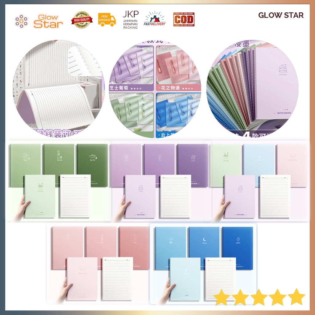 

Notebook B5 Isi 4 Warna Pastel Estetik, Buku Catatan 40 lembar, Cocok untuk Jurnal, Belajar, dan Kantor dengan Kertas Premium Anti Tembus Tinta sekolah anah kuliah Pink Purple Blue Green tulis menulis besar